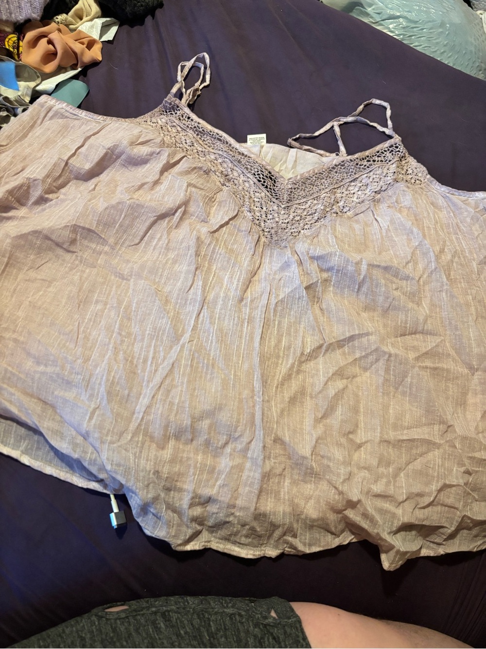 torrid Festi Taupe Crochet-Detail Spaghetti Strap Cami